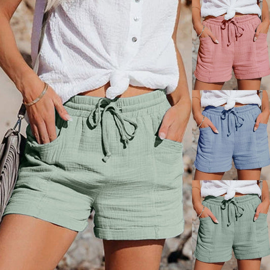 Katoenen dames shorts met elastische tailleband – Aurora