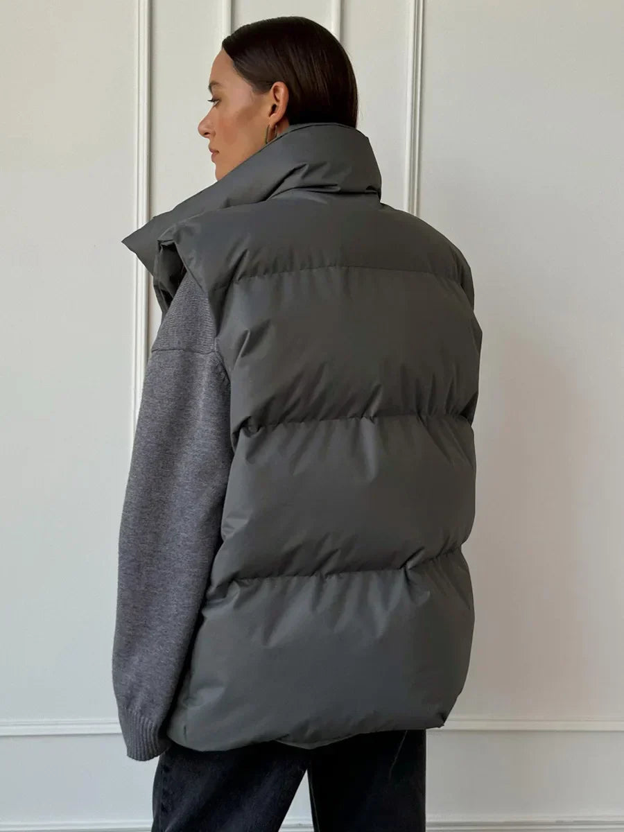 Losse katoenen puffer bodywarmer voor dames – Anouk