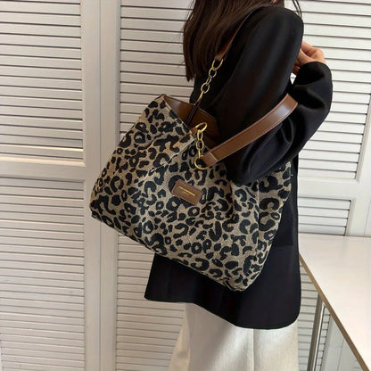Luipaardprint canvas tote voor dames – Ravena