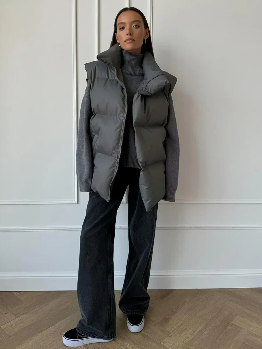 Losse katoenen puffer bodywarmer voor dames – Anouk