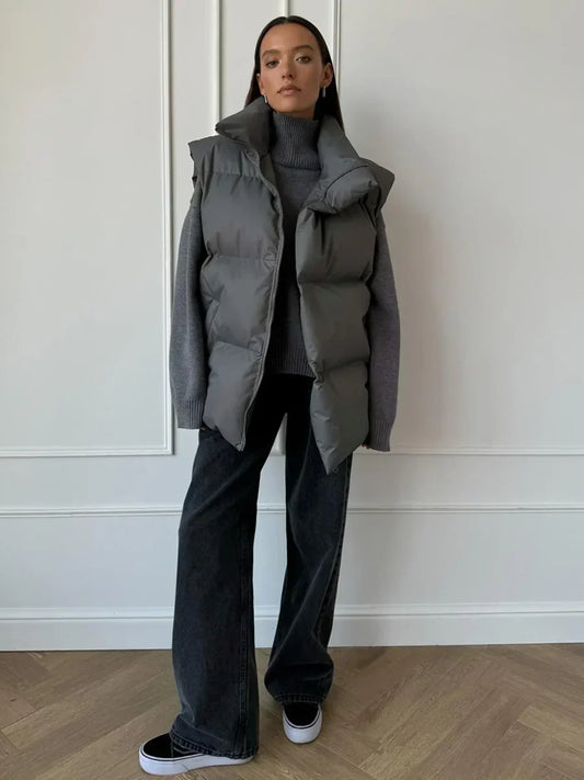 Losse katoenen puffer bodywarmer voor dames – Anouk