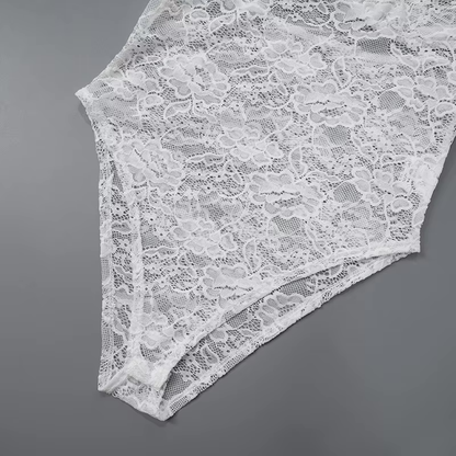 Kanten off-shoulder galajurk met drapering – Isolde
