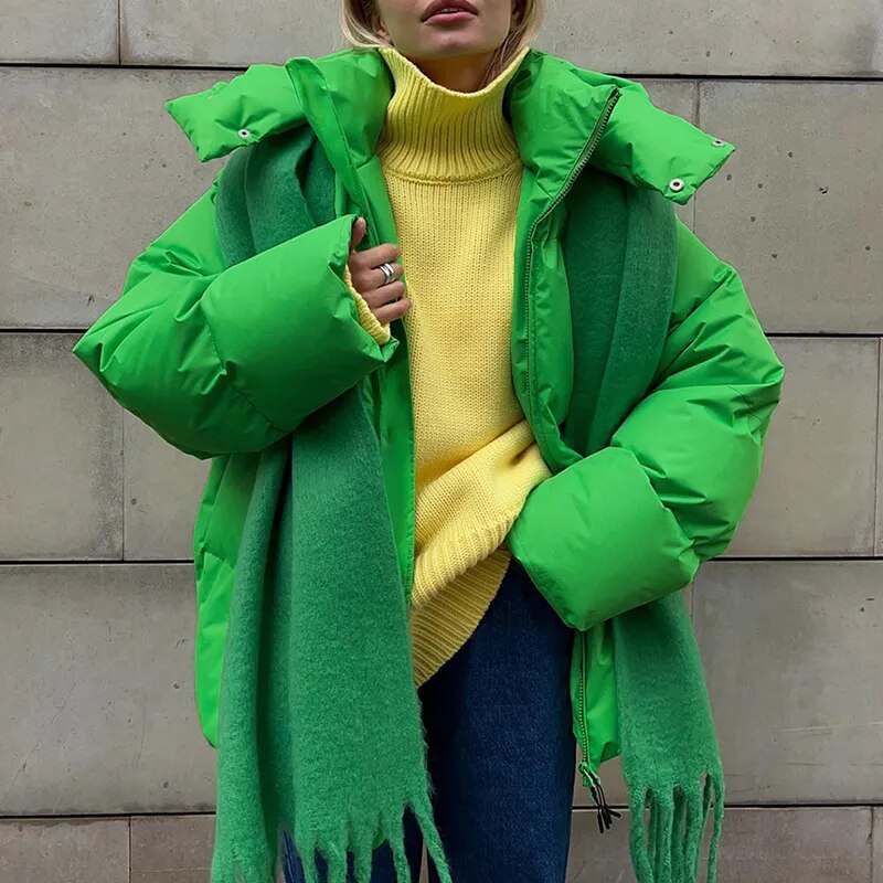 Elegante puffy winterjas met waterafstotend materiaal – Aura