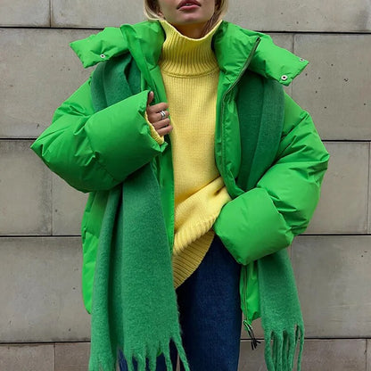 Elegante puffy winterjas met waterafstotend materiaal – Aura