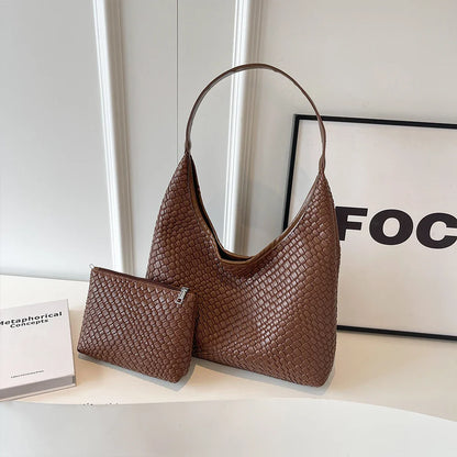 Gevlochten schoudertas met pouch en veel ruimte – Venira