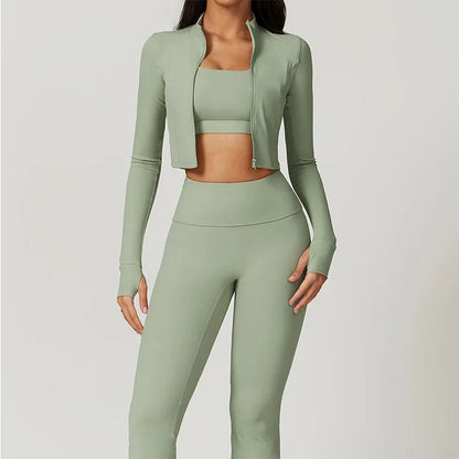 Naadloos Sportset voor Dames met Zip Top en High Waist Legging – Aerexa