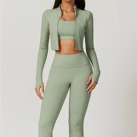 Naadloos Sportset voor Dames met Zip Top en High Waist Legging – Aerexa