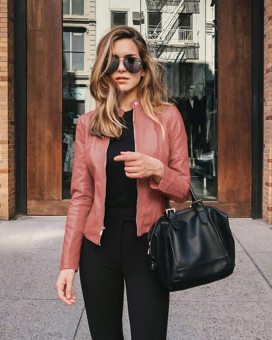 Slim-fit dames leren jack voor een moderne look – Yara