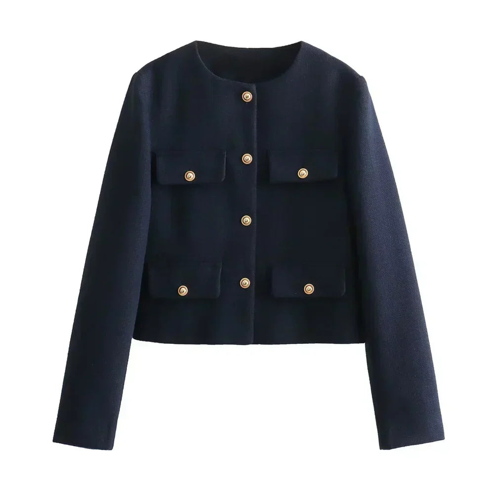 Elegante dames blazer met metalen knopen – Sophia
