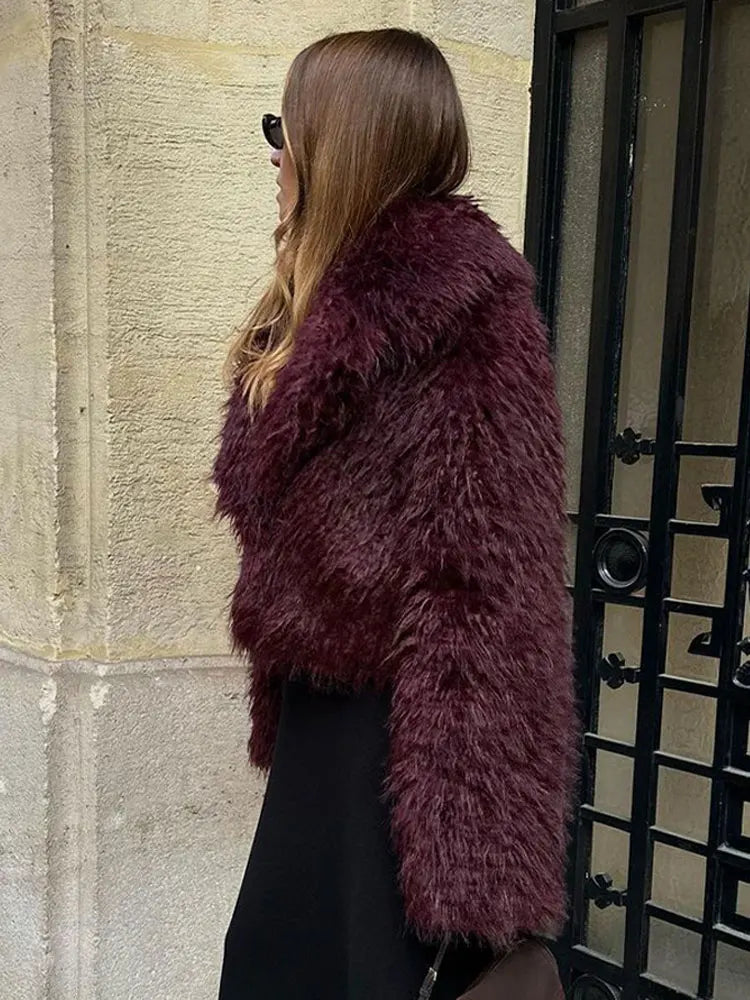 Warme fuzzy nepleren jas voor dames – Isabelle
