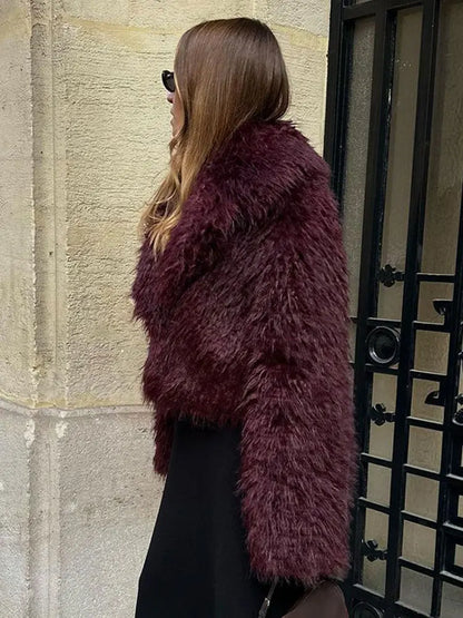 Warme fuzzy nepleren jas voor dames – Isabelle