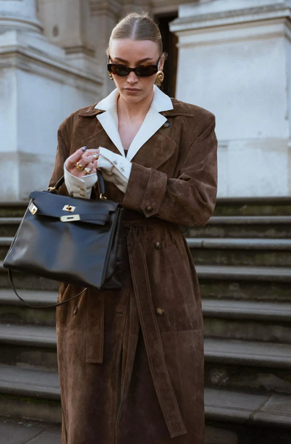 Suède Trenchcoat voor Dames met Ceintuur – Lotte