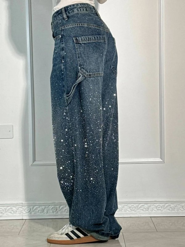 Oversized dames jeans met diamant details – NovaGlow
