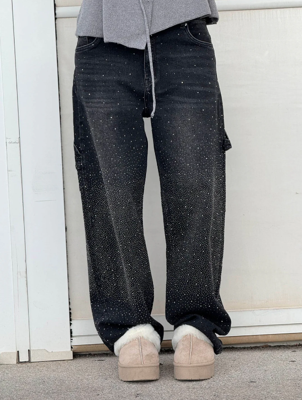 Oversized dames jeans met diamant details – NovaGlow