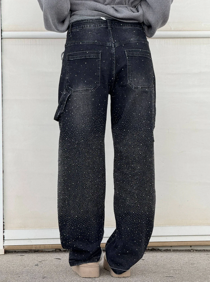 Oversized dames jeans met diamant details – NovaGlow