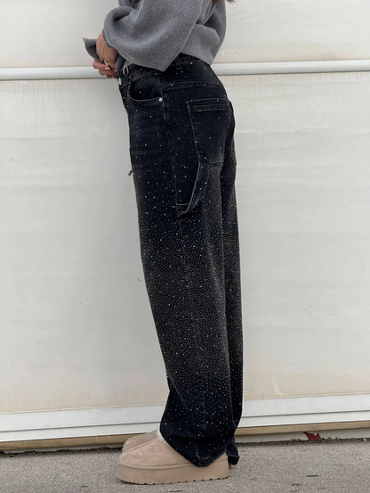 Oversized dames jeans met diamant details – NovaGlow