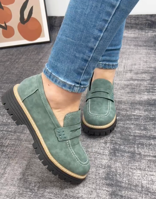 Chunky dames loafers met verhoogde zool en suede – Lurova