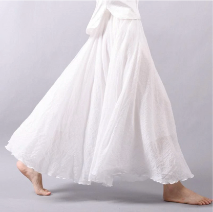 Boho linnen rok met elastische tailleband – Jade