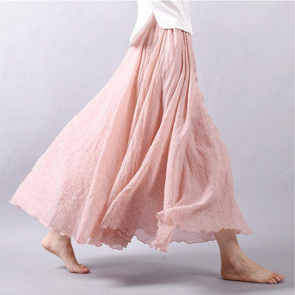 Boho linnen rok met elastische tailleband – Jade