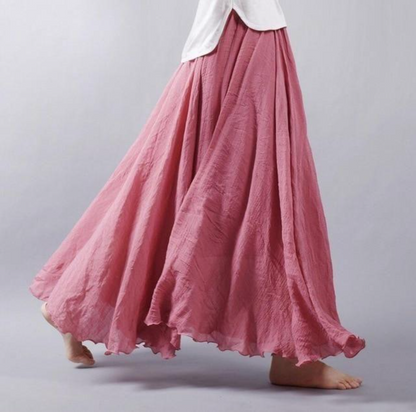Boho linnen rok met elastische tailleband – Jade