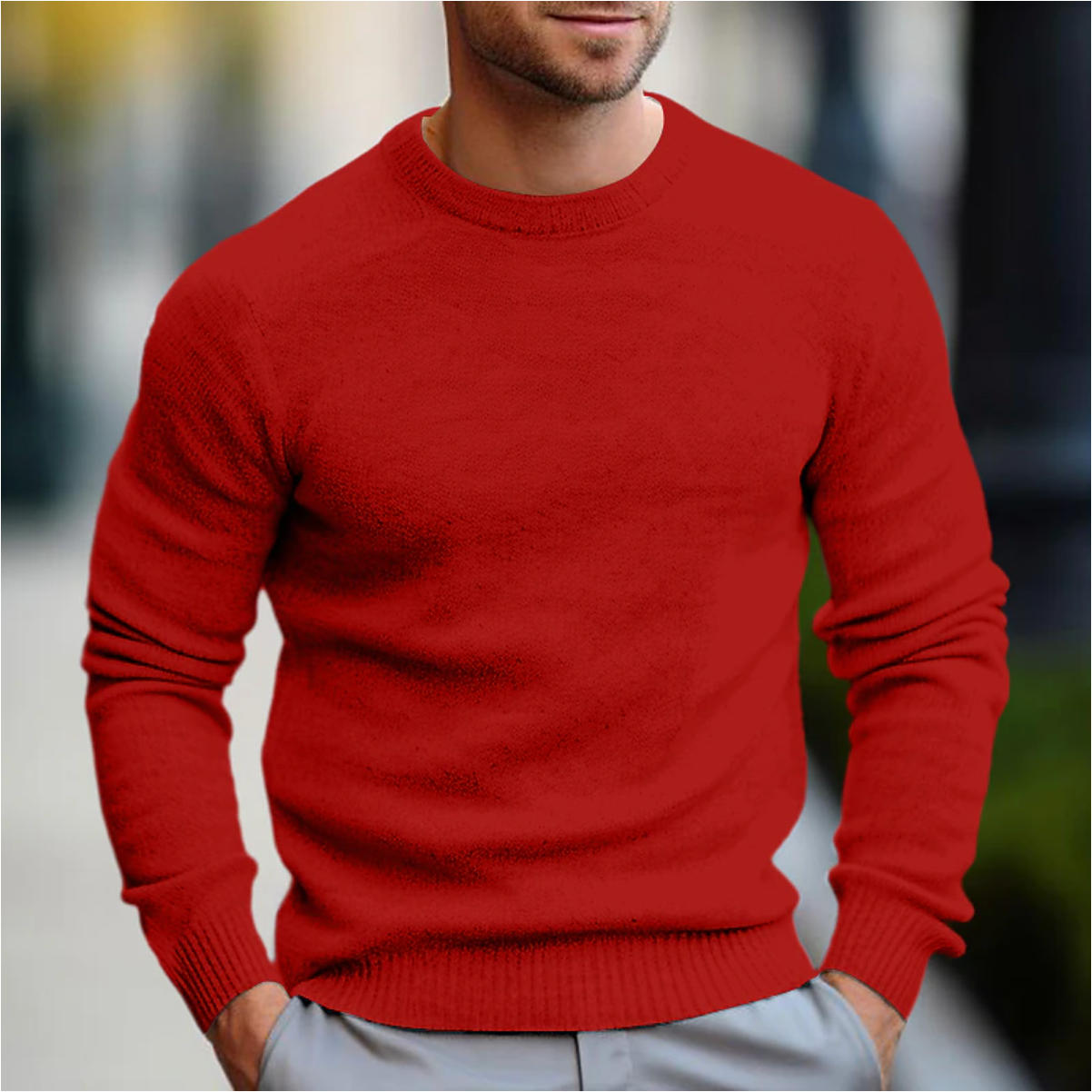 Casual heren sweater met ronde hals en comfortabele pasvorm – Lars