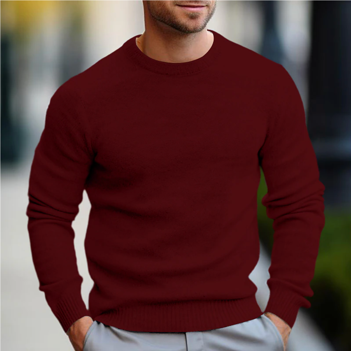 Casual heren sweater met ronde hals en comfortabele pasvorm – Lars