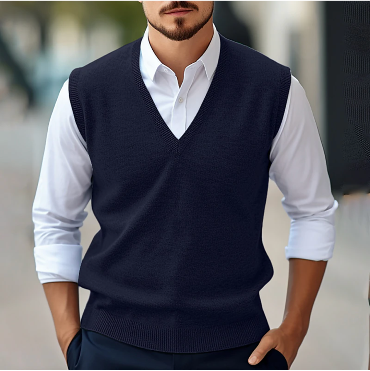 V-hals Mouwloze Sweater voor Comfort en Stijl - Jeroen