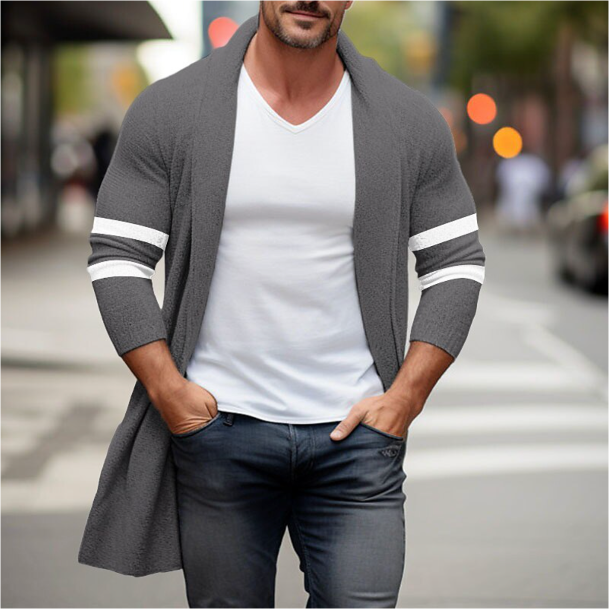 Lange gebreide cardigan voor heren – Tony