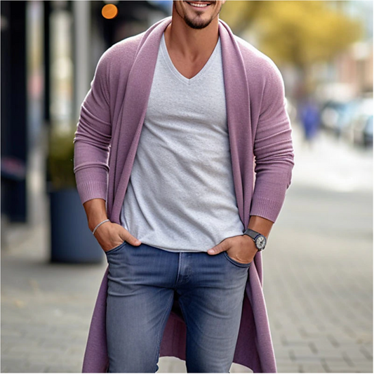 Lange heren cardigan zonder knopen – Nico