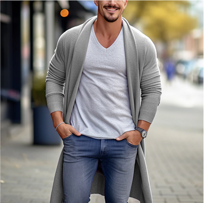Lange heren cardigan zonder knopen – Nico