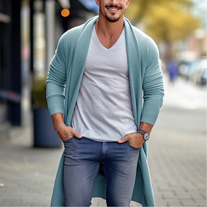 Lange heren cardigan zonder knopen – Nico