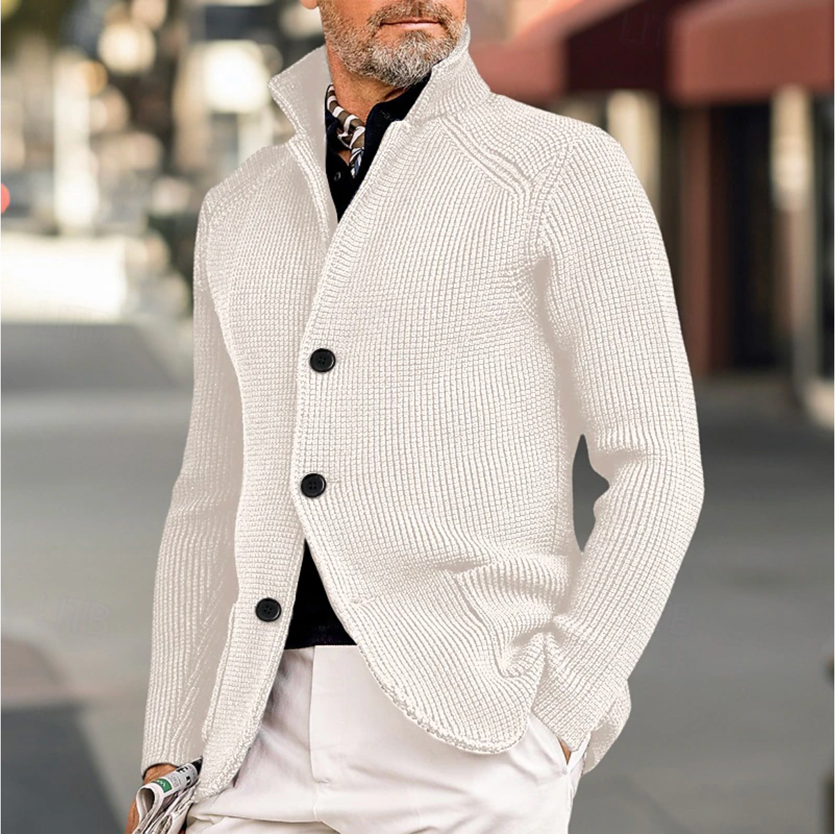 Gebreide cardigan met knopen voor heren – Andrew