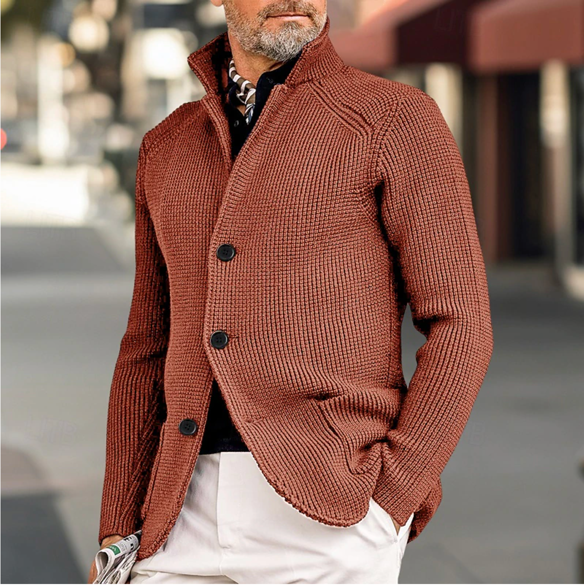 Gebreide cardigan met knopen voor heren – Andrew