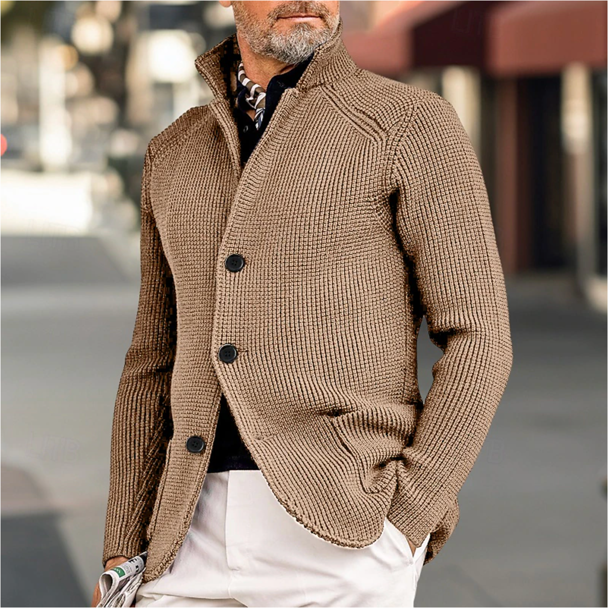 Gebreide cardigan met knopen voor heren – Andrew