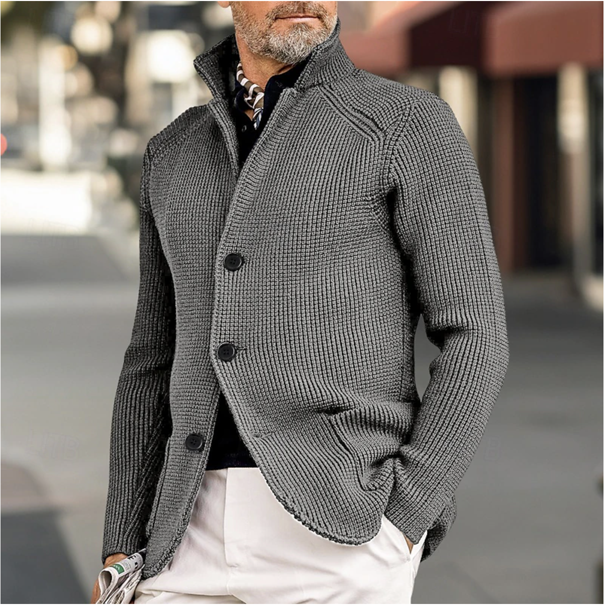 Gebreide cardigan met knopen voor heren – Andrew