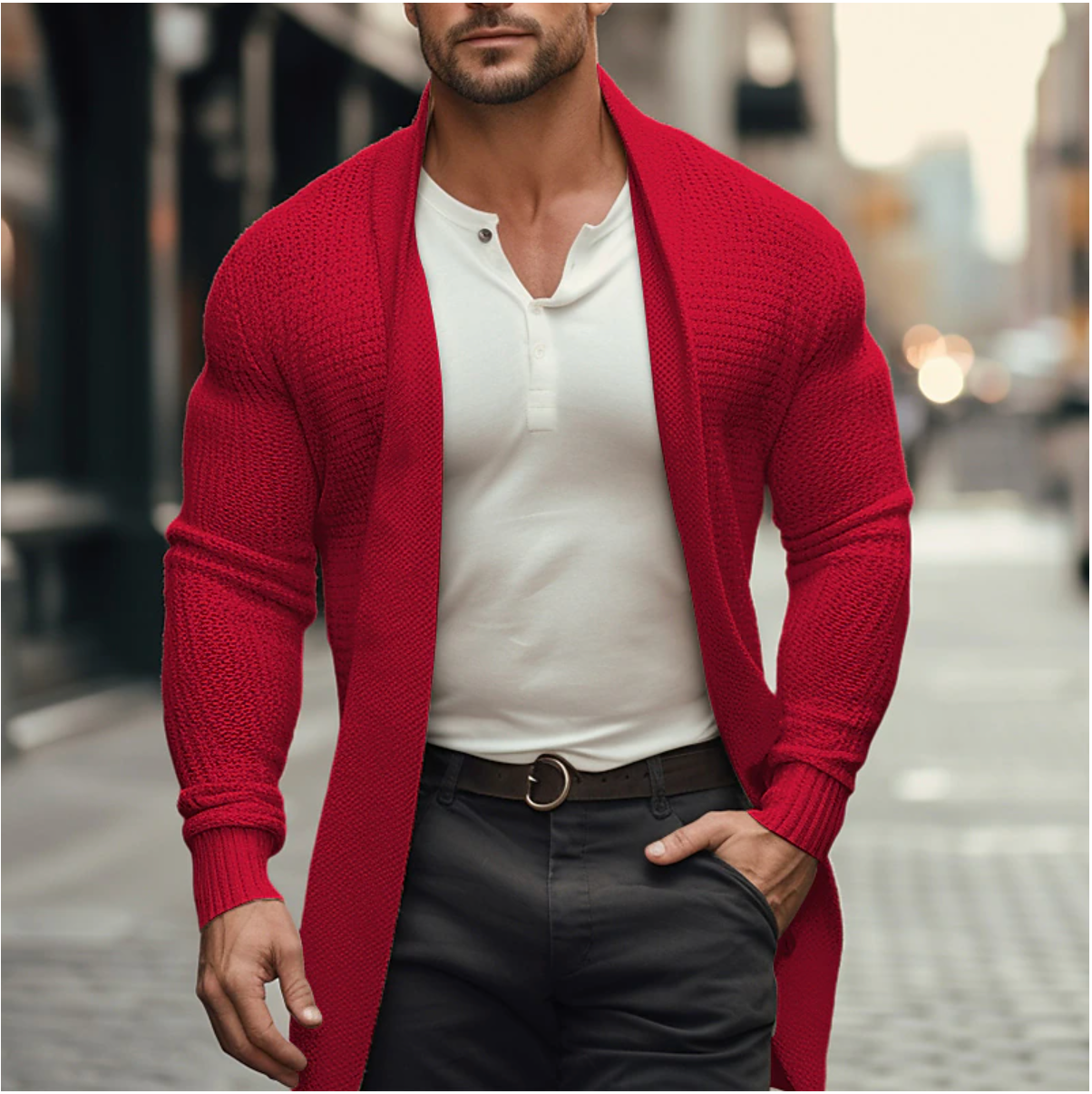 Gebreid heren vest met open design – Victor