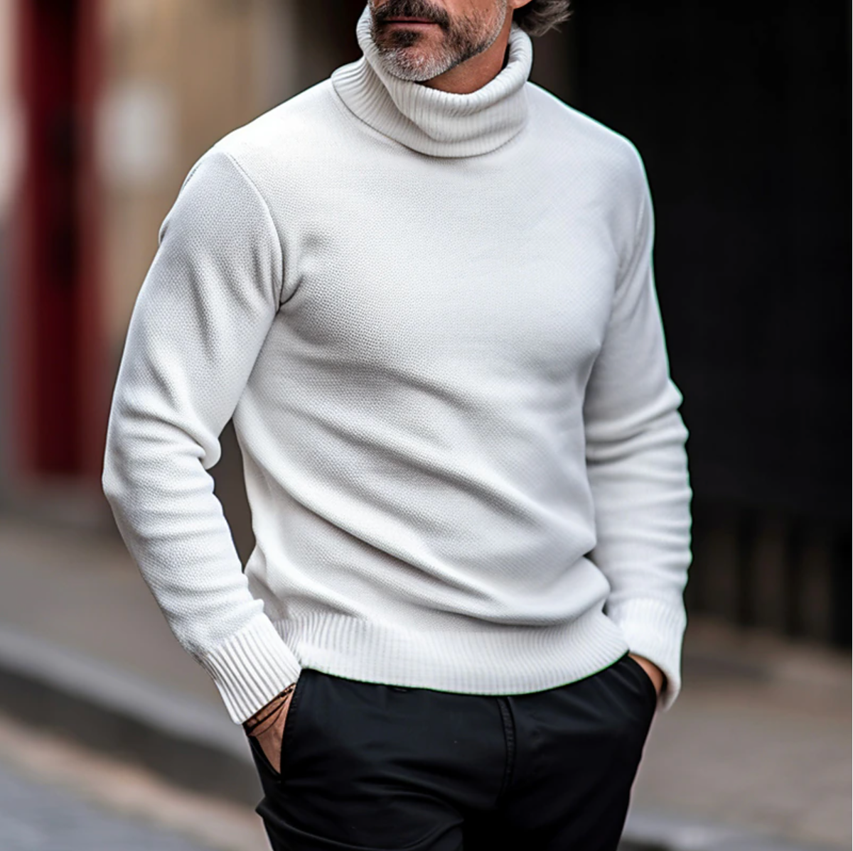 Heren coltrui winter gebreid slim fit – Thomas