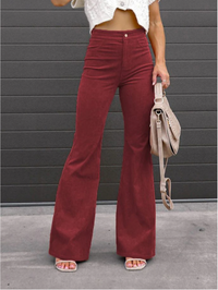 Corduroy flared broek met hoge taille voor dames – Elise