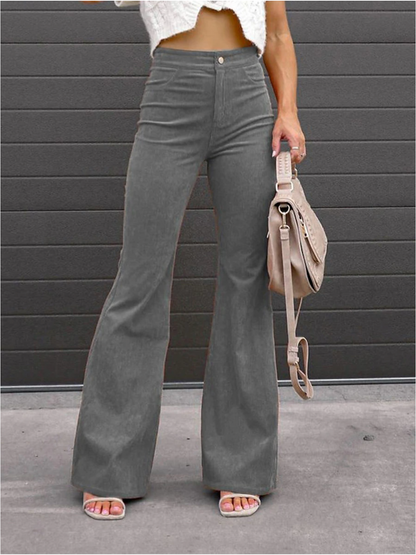 Corduroy Flared Broek Hoog Taille Retro Look – Sophie