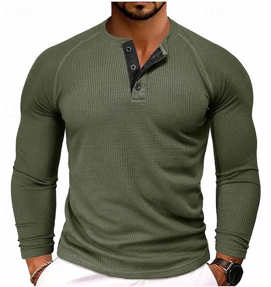 Henley shirt met lange mouwen voor heren – Thomas