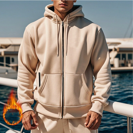 Warme fleece heren hoodie met rits – Barnaby
