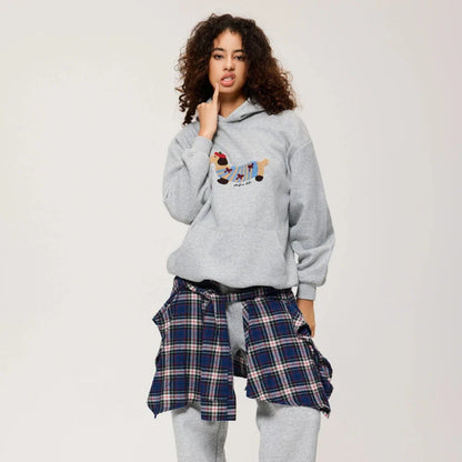 Geborduurde hoodie met teckelmotief en fleecevoering – Luna