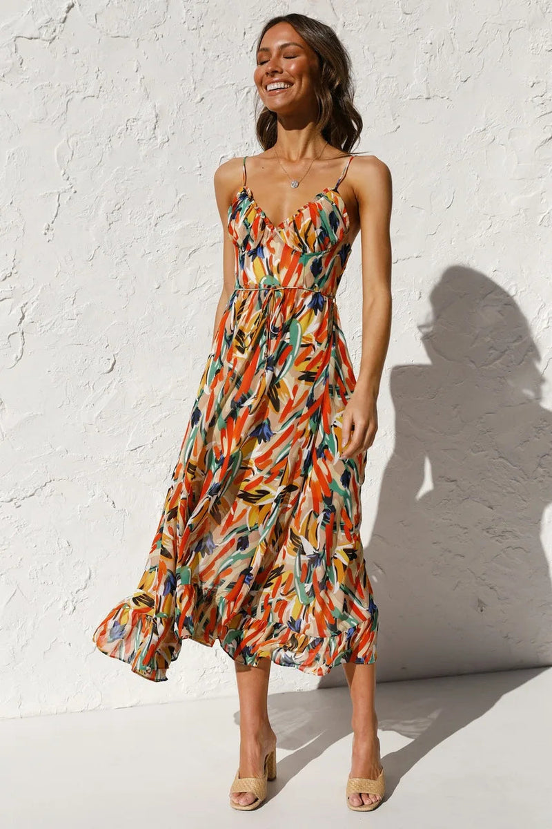 Dames Gedrukte Zomerjurk Comfort Ademend Elegant – Liora