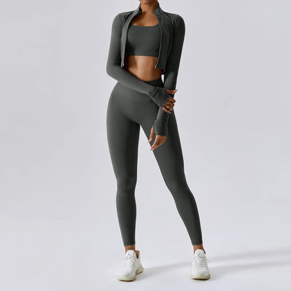 Naadloos Sportset voor Dames met Zip Top en High Waist Legging – Aerexa