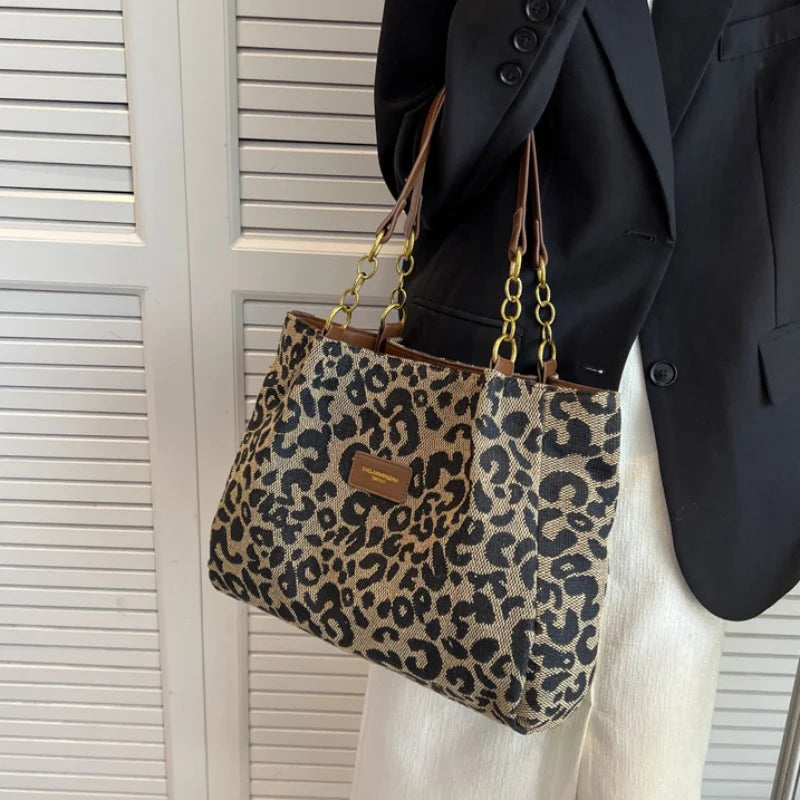 Luipaardprint canvas tote voor dames – Ravena