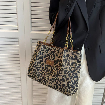 Luipaardprint canvas tote voor dames – Ravena