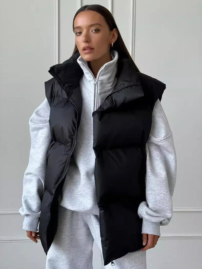 Losse katoenen puffer bodywarmer voor dames – Anouk