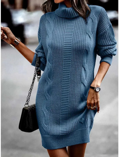 Gebreide sweaterjurk warm stijlvol met col – Evelien
