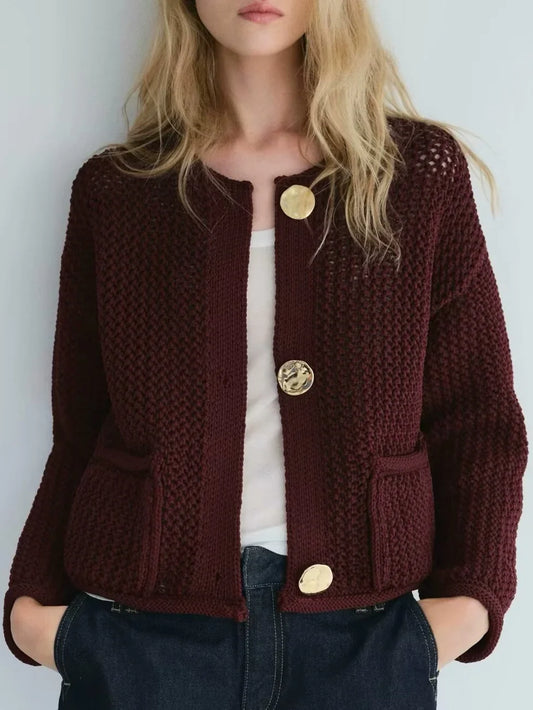 Elegant Herfstvest met Gouden Details voor Dames - Isabella