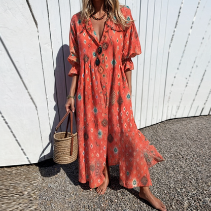 Boho zomerjurk met kant en elastische taille – Odessa